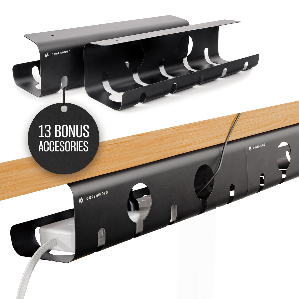 Under-Desk Cable Management Trays – Medium, 2-Pack