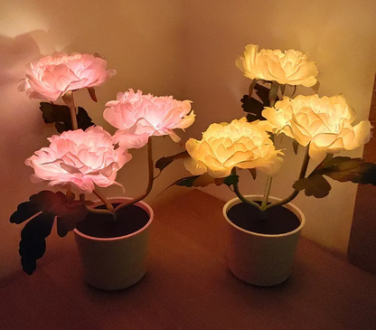Artificial Peony Flower Pot Lamp