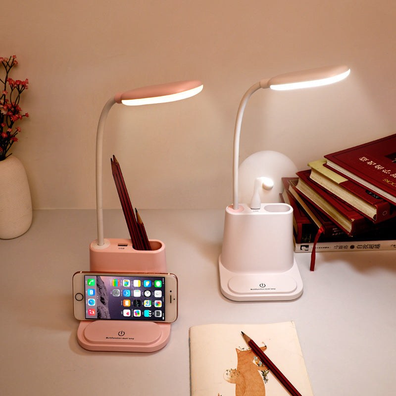 LED Desk Lamp with Pencil Holder and Optional Mini Fan