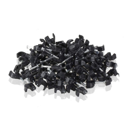 TENINYU 7 mm Nail-In Cable Clips – 200-Pack, Black