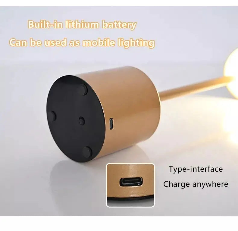 Gold USB Rechargeable LED Table Lamp
