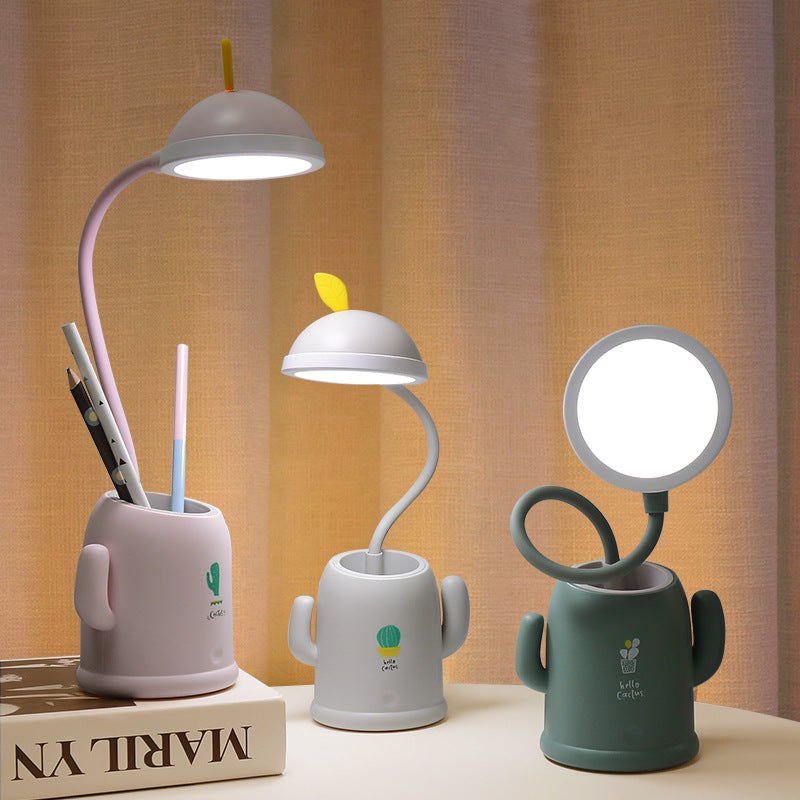 Rechargeable Cactus LED Desk Lamp with Pen Holder