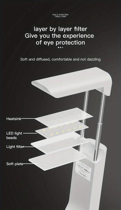 Rechargeable Reading Lamp with Power Bank and Phone Holder