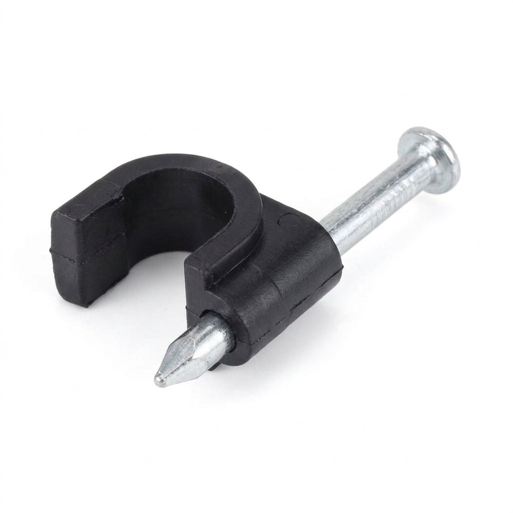 TENINYU 7 mm Nail-In Cable Clips – 200-Pack, Black