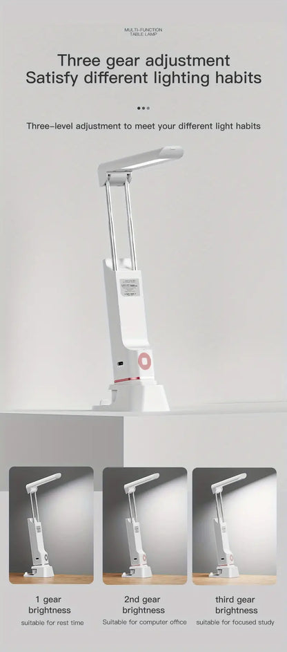 Rechargeable Reading Lamp with Power Bank and Phone Holder