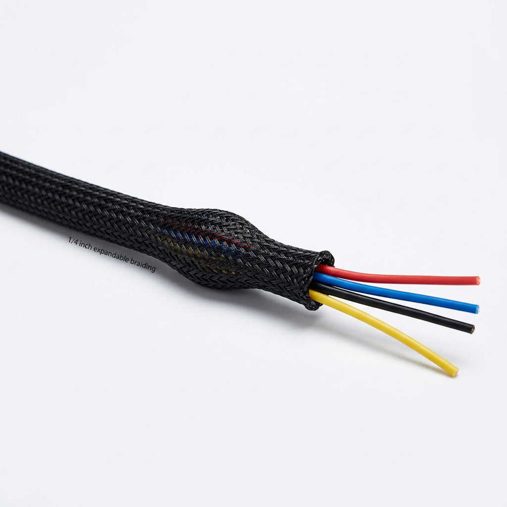 Self-Wrapping Braided Cable Sleeve – 25 ft, 1/4-Inch