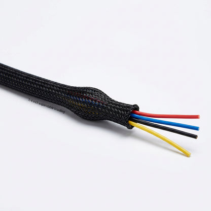Self-Wrapping Braided Cable Sleeve – 25 ft, 1/4-Inch