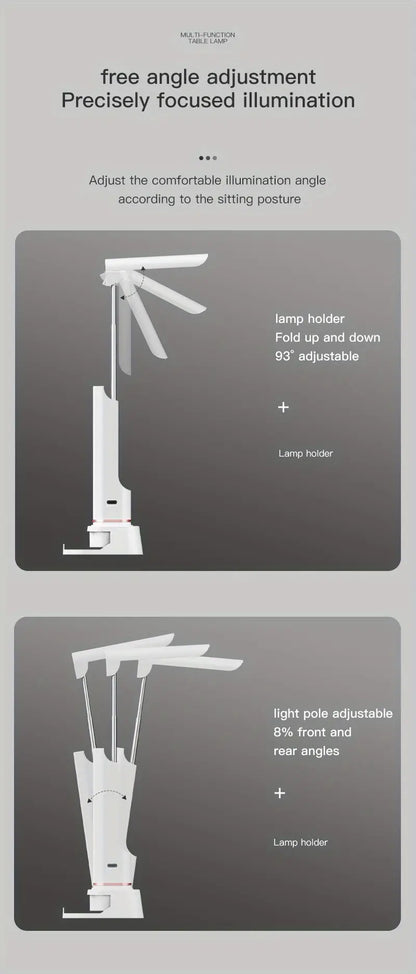 Rechargeable Reading Lamp with Power Bank and Phone Holder