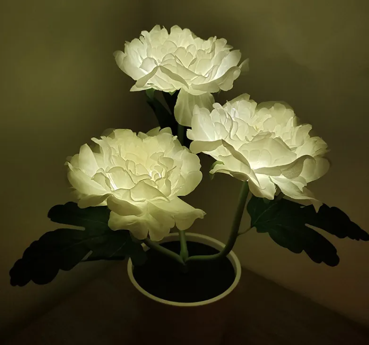 Artificial Peony Flower Pot Lamp