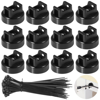 Magnetic Cable Tie Mounts with Zip Ties – 250-Piece Set