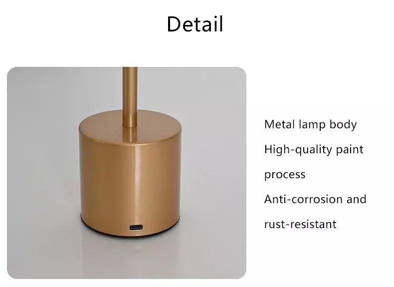 Gold USB Rechargeable LED Table Lamp