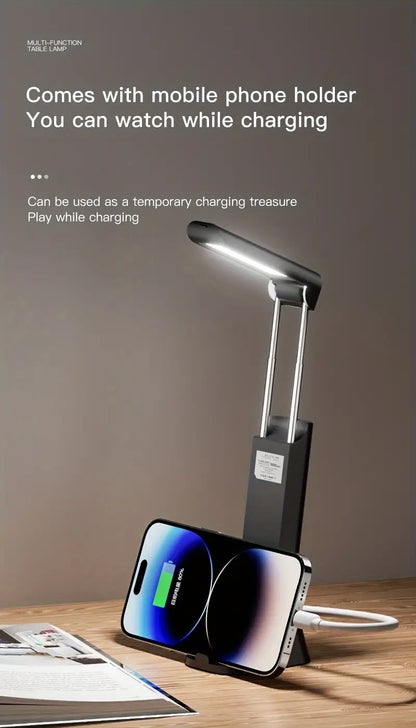 Rechargeable Reading Lamp with Power Bank and Phone Holder