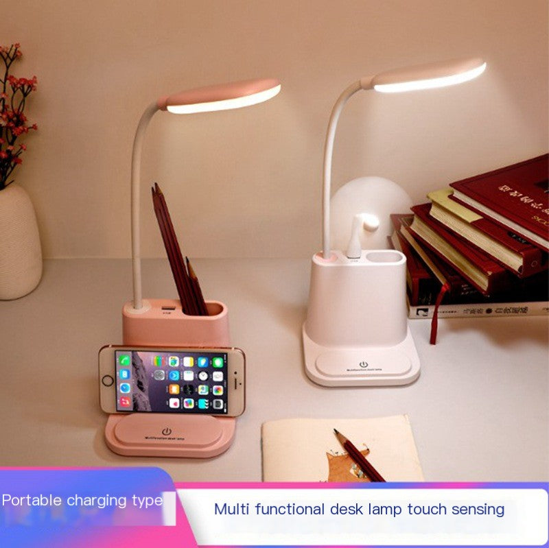 LED Desk Lamp with Pencil Holder and Optional Mini Fan