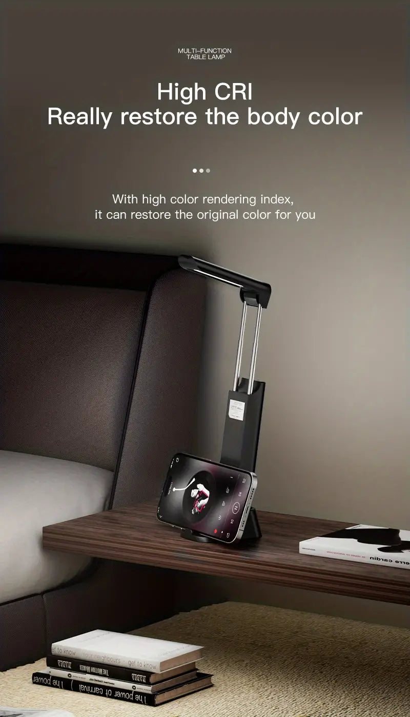 Rechargeable Reading Lamp with Power Bank and Phone Holder