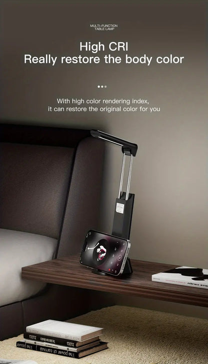 Rechargeable Reading Lamp with Power Bank and Phone Holder