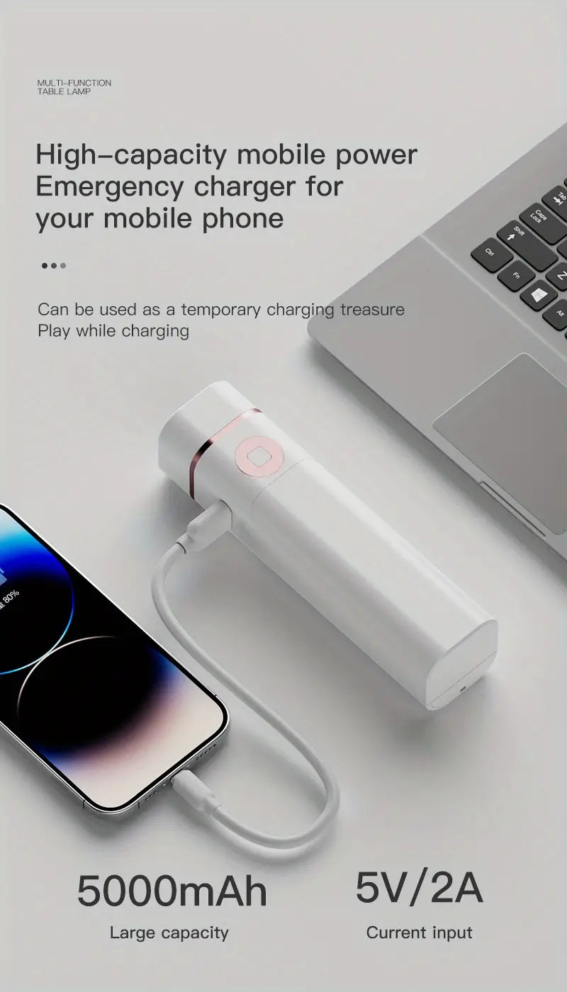 Rechargeable Reading Lamp with Power Bank and Phone Holder